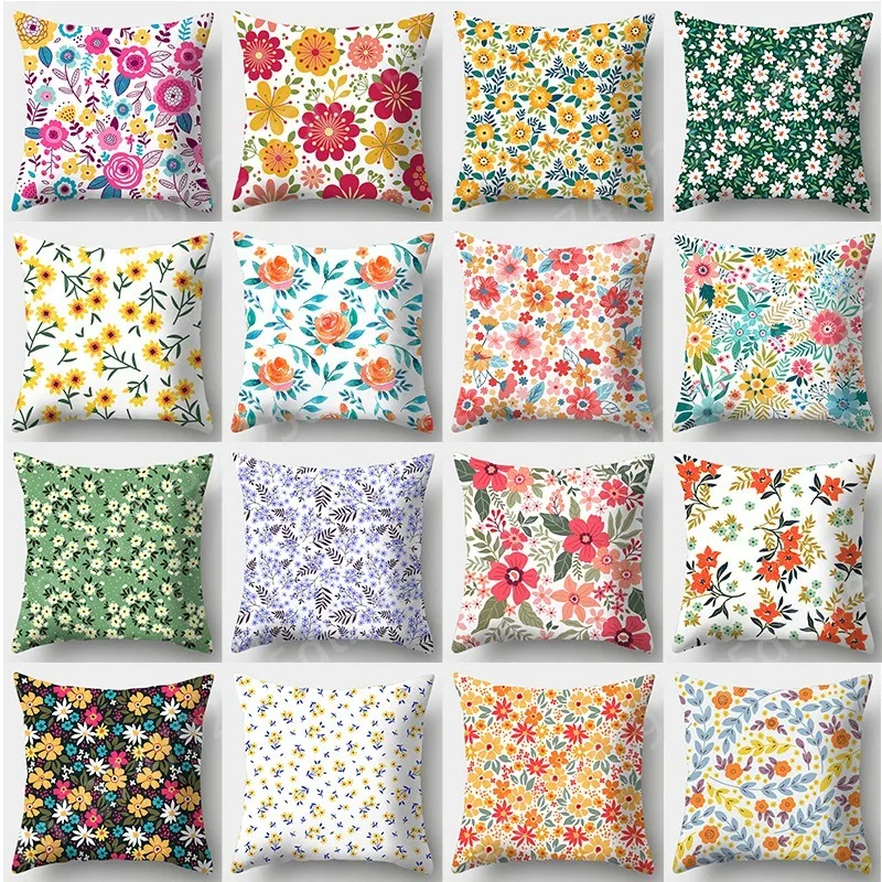 

Luxury Flower Pillow Case 45*45cm Home Decorative Cushion Cover Peachskin Watercolor for Sofa Car Pillowcase Fashion Pillowslip