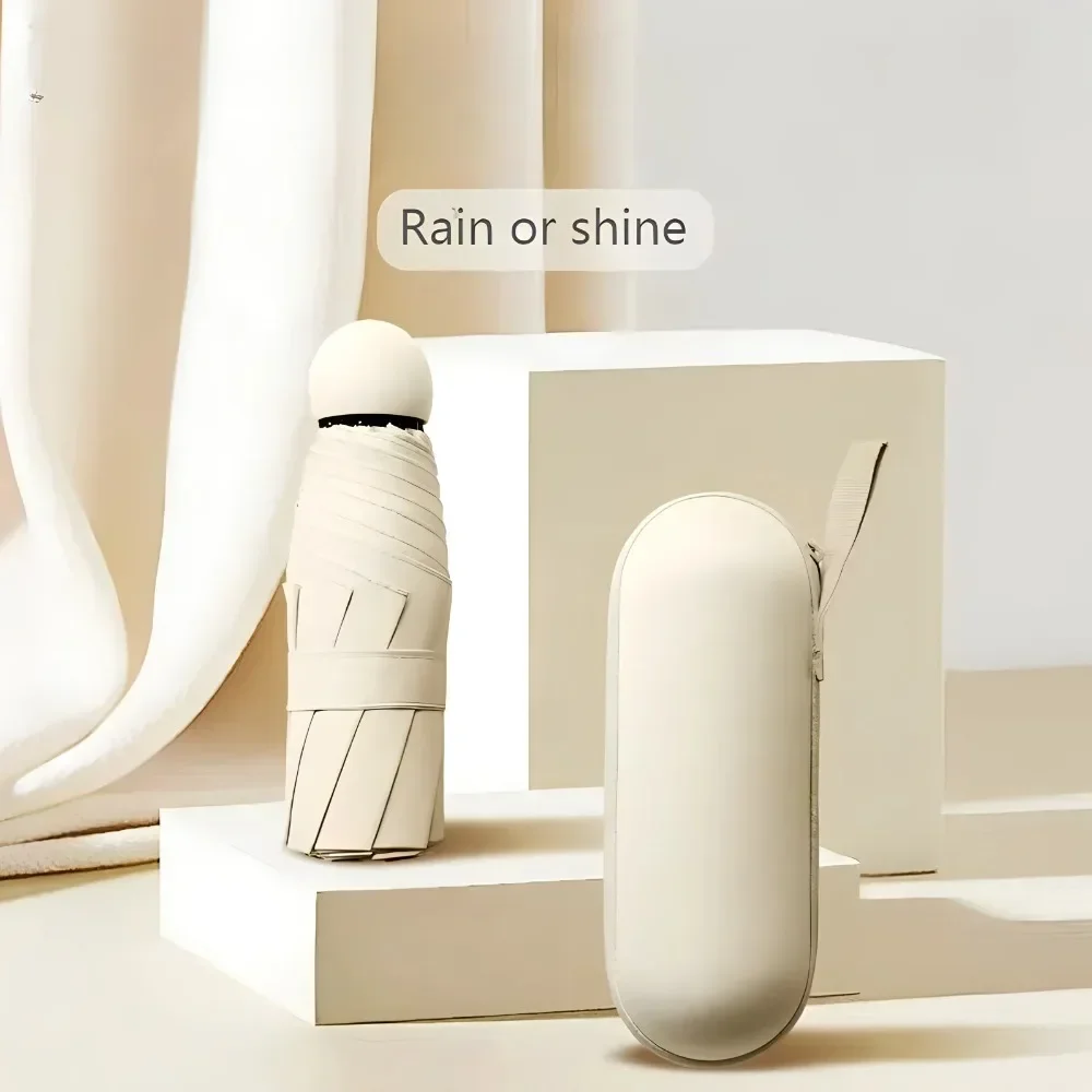 Capsule Umbrella Portable Foldable Mini Sun Rain Dual Use Rubber Alloy Handle mini umbrella folding umbrella mini sun umbrella sun umbrella