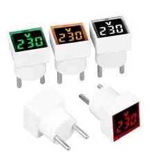 1PC LED 디지털 AC 전압계 표시기 사각형 EU 플러그 디지털 전압계 50-500V 전압 측정 범위