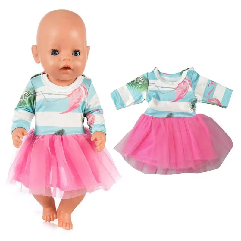43cm Baby New Born Doll Dress Hat for 18" Girl Doll Clothes Accessories Toys Skirt