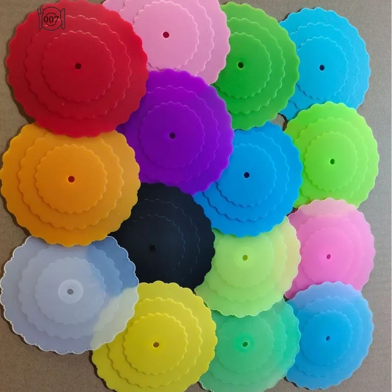 Nw Food-grade SiliconeCup Cover Cute ReusableDustproof Suction CupCover Leakproof Tea CoffeeLids Seal Cap CupAccessories