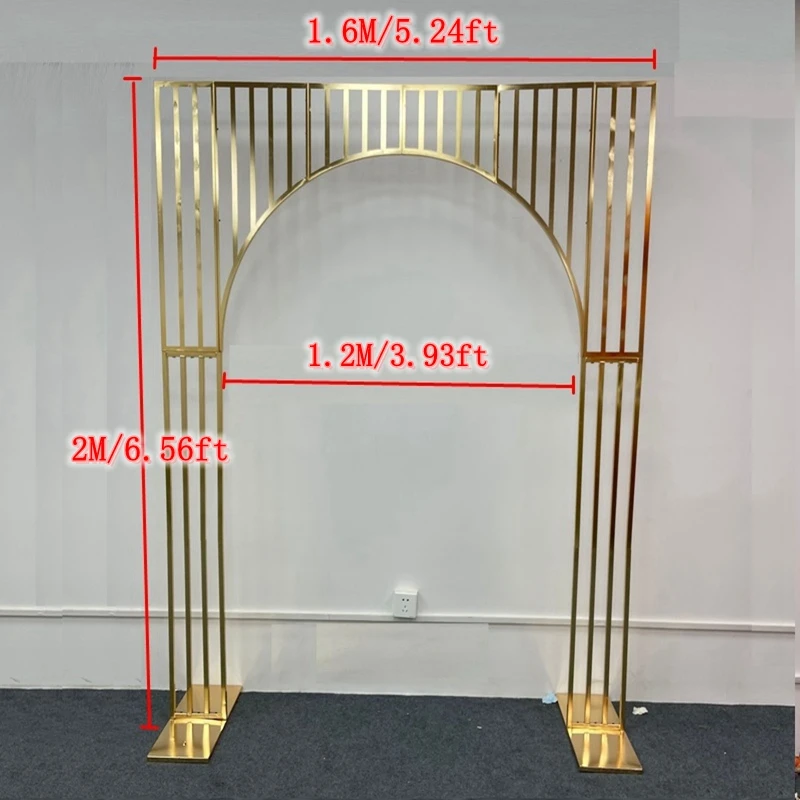 Vergoldeter Bogen-Hochzeits-Hintergrundrahmen, quadratischer Bildschirmständer für Outdoor-Party-Dekoration, Blumenpräsentations-Requisiten, vergoldetes Regal für Schaufenster – Detail 3