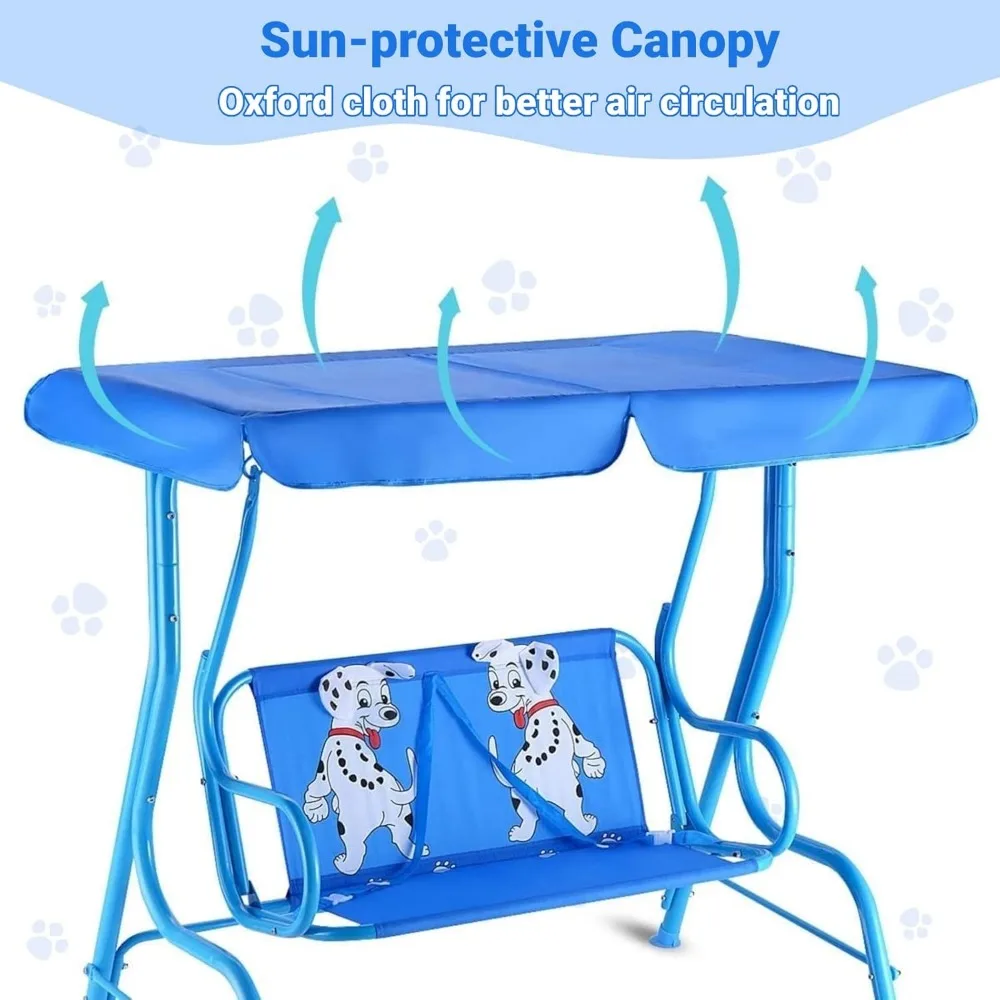Swing w/Safety Belt, 2 Seats Outdoor Lounge   w/Removable Canopy, for Backyard Lawn, Patio Swings 4