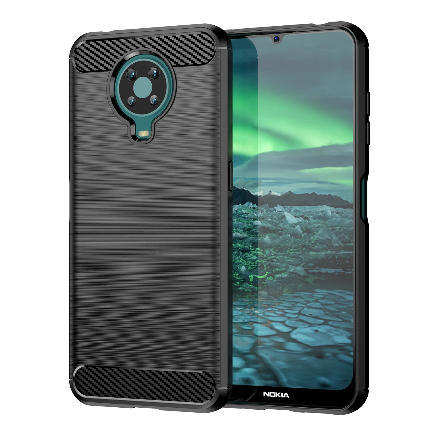 Shockproof Silicone Carbon Fiber Back Cover - Soft Matte Phone Case