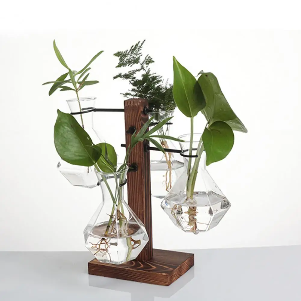 Plant Hangers with Vases Hydroponic Flower Holder Glass Vase Terrarium Kit for Indoor Plants Propagation Station for House 4