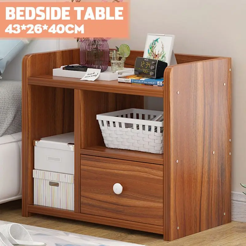 Деревянный прикроватный шкаф для спальни стол хранения простые ночные столики в