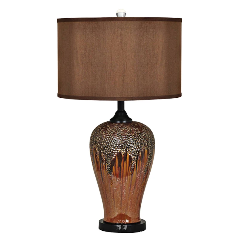 

Женская Роскошная Керамическая Настольная лампа, американская Ретро прикроватная лампа для спальни, гостиной, креативная лампа для теплой виллы
