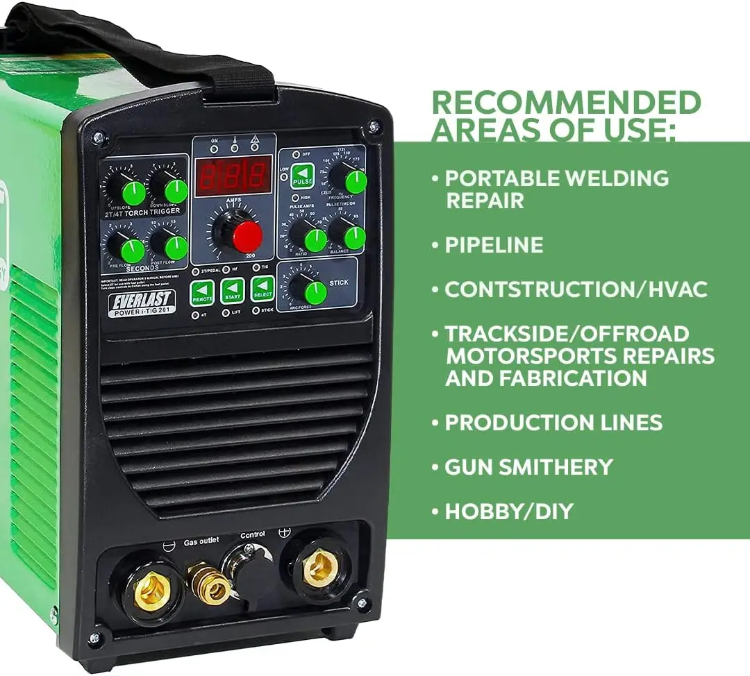 Welding Machine 201 DC TIG Stick Welder 110v/220v Dual Voltage Features Lift Start and High Frequency Modes for DC Welding