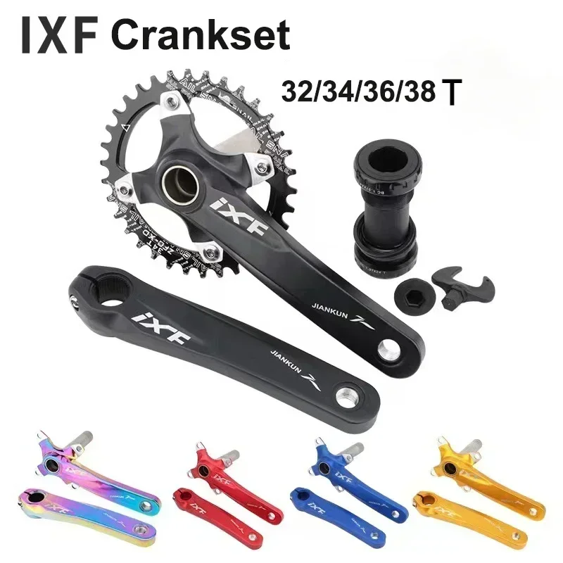 

IXF Crank Mtb Integrated Crankset Hollowtech 104 Bcd Crank 2 Crowns Mountain Bike Connecting Rods 32/34/36/38T Chainring