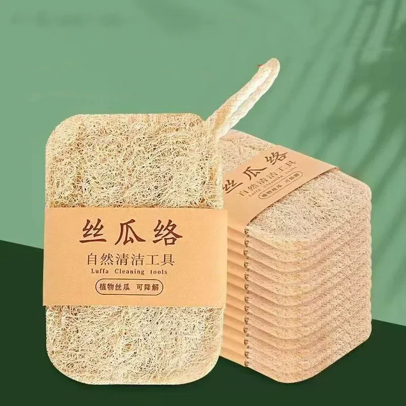 Natural Luffa Dish Towel Dish Pot Oil Stain Removing Scrubber Kitchen Clean Brushes Pad Washing Cloth Sponge Loofah Scrub Pad