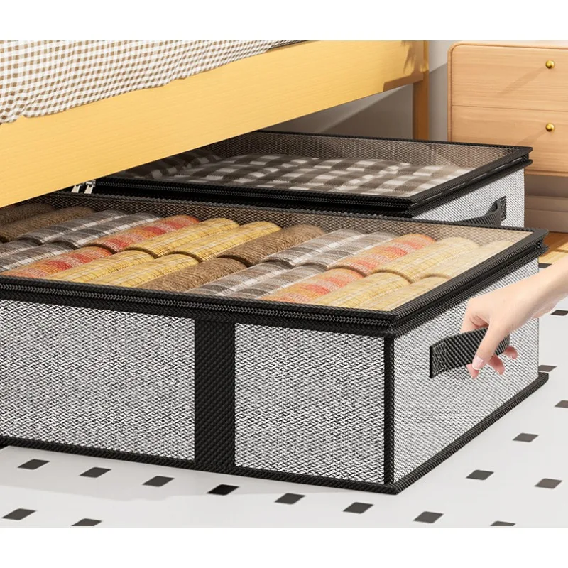 Transparent Cover Non-woven Clothing Storage Box Home Clothing Storage Bed Quilt Storage Bag Home Storage and Organization 4