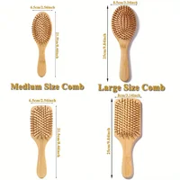 Peigne à palette en bambou naturel, peigne à coussin d'air, massage du cuir chevelu, antistatique, sans enchevêtrement, spécial pour perruques de vrais cheveux 6