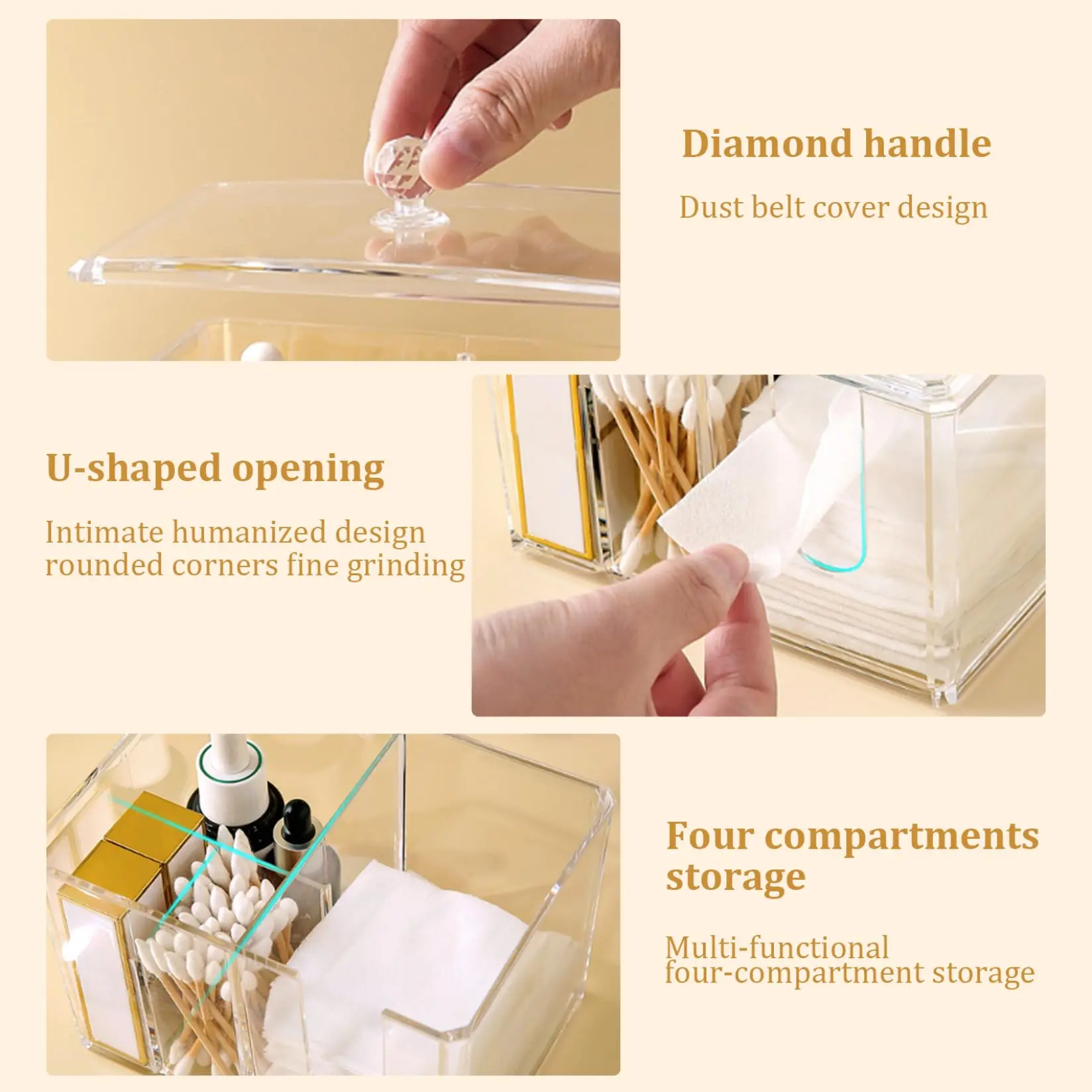 Qtip Holder, Cotton Swabs Holder Jars with Lids Vanity Storage Jars for Cotton Ball, Swabs Floss, Makeup Sponges Organizer 5