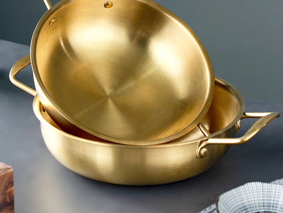 Golden Noodle Pot Korean Style Stainless Steel Soup Pot Gas Induction Pot 20 Cm