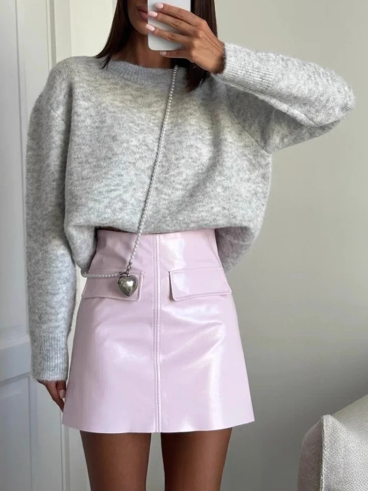 Basic O Neck Basic Sleeve Sweater Women 2025 Oversized Short Knitted Wool Pullover Female Casual Thick Warm Soft Tops