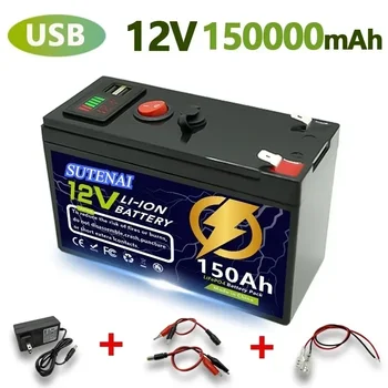 12V 150Ah LiFeP04 Battery Deep Cycle Lithium Battery 30A BMS 6000+ Cycles Perfect for Solar Fish Finder Power Wheel Boat Home RV