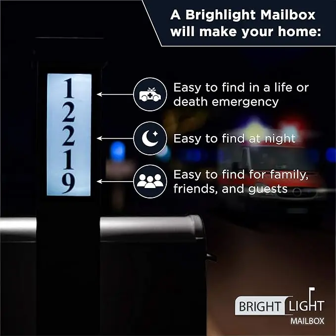 Aluminum Mailboxes for Outside with Post and Solar Mailbox Light for Easy Navigation, Black Mailbox Post Combo Kit, Mail Boxes