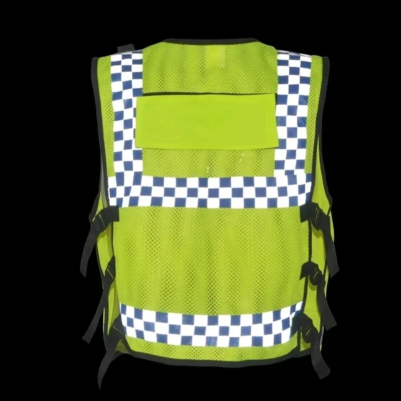 Reflective Safety Vest Police Reflective Vest High Visibility Reflective Bonded Multiple Pockets Vest Mens Construction Worker Night Runner Safety