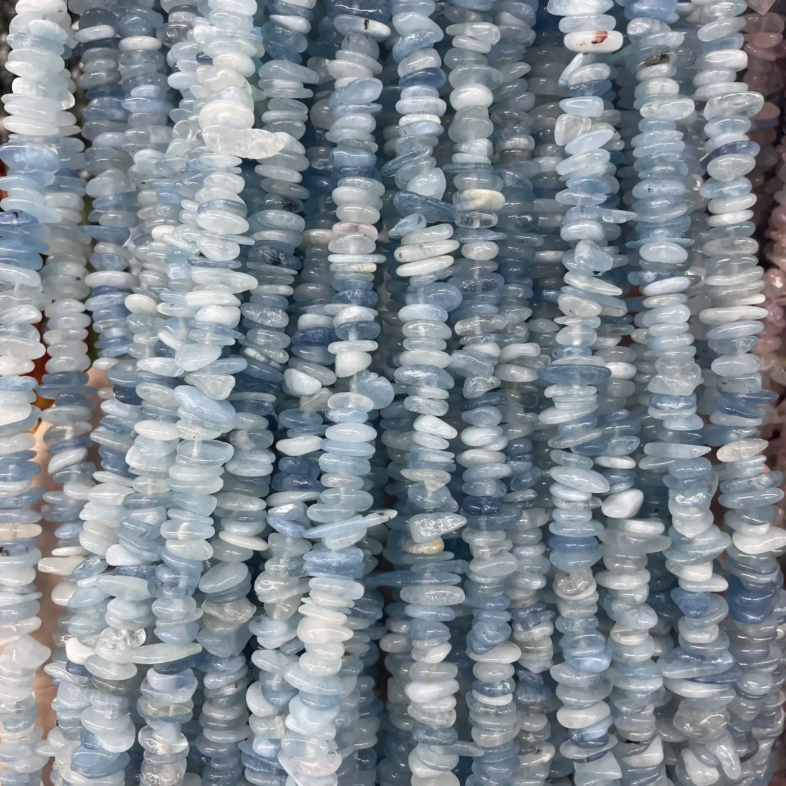 

100% Natural Stone Beads Blue Aquamarine Beads 4*10mm Irregular Gravel Beads For Diy Bracelet Jewelry Making 37cm/String