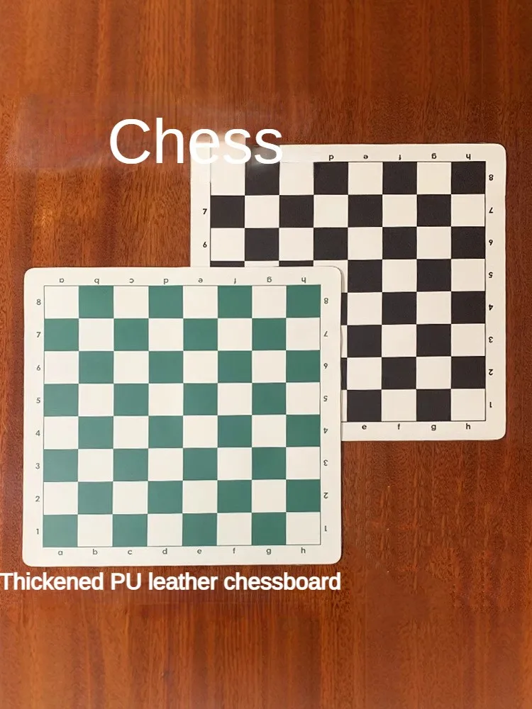 43/51/34cm International Chess Portable Rolled Leather Soft Black White Chessboar Game For Kids & Students 16.9*16.9in