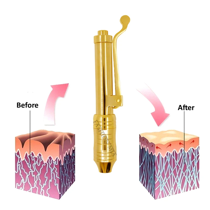 24K Gold 0.3ml Hyaluronic Pen with High Pressure for Hyaluronic Acid Mesotherapy Gun Beauty Tool 0.3ml Ampoule Head Adapter
