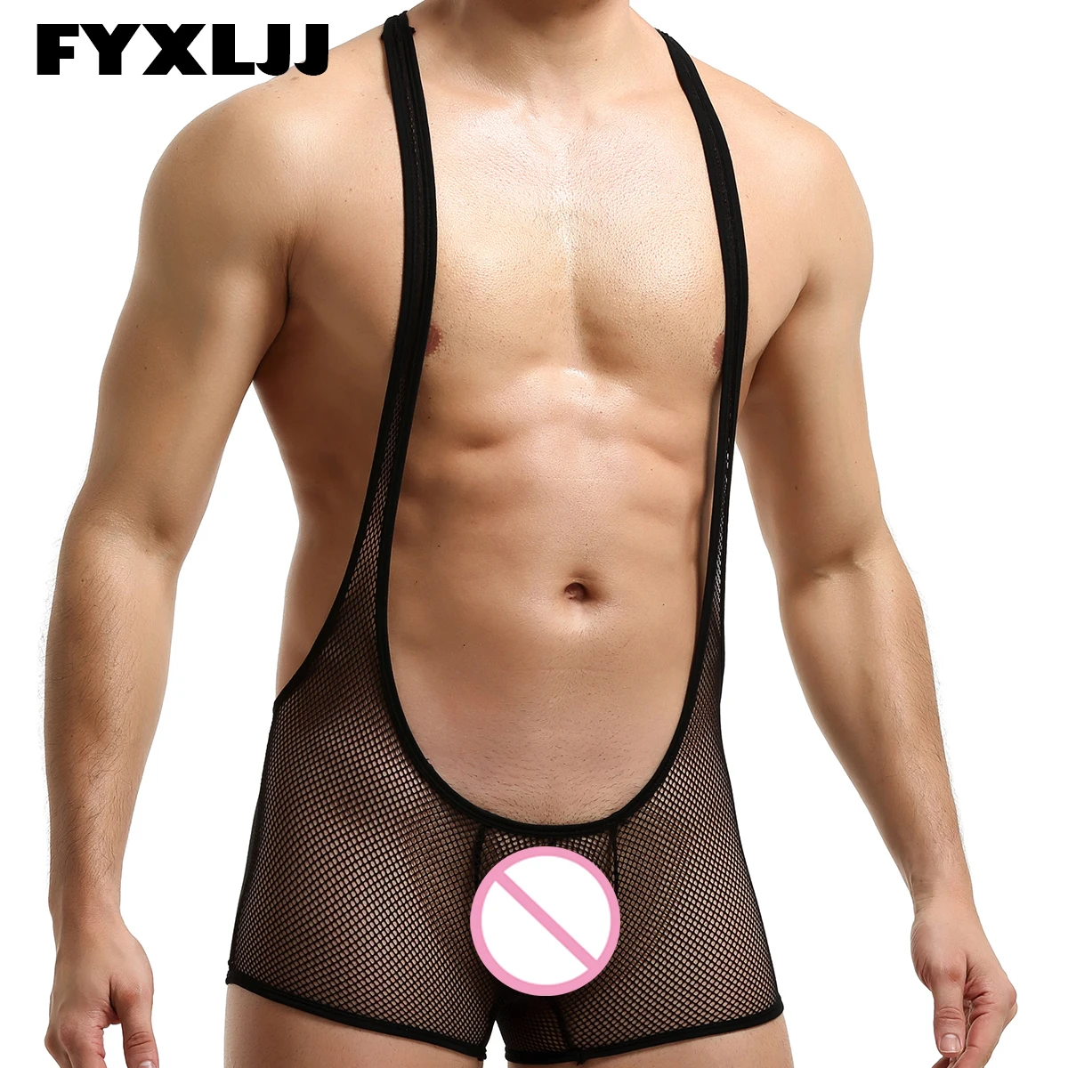 Fyxljj Canottiere Da Uomo In Rete Sexy See Through Body Lingerie Tuta Trasparente Body Fitness Wrestling Singlet Body
