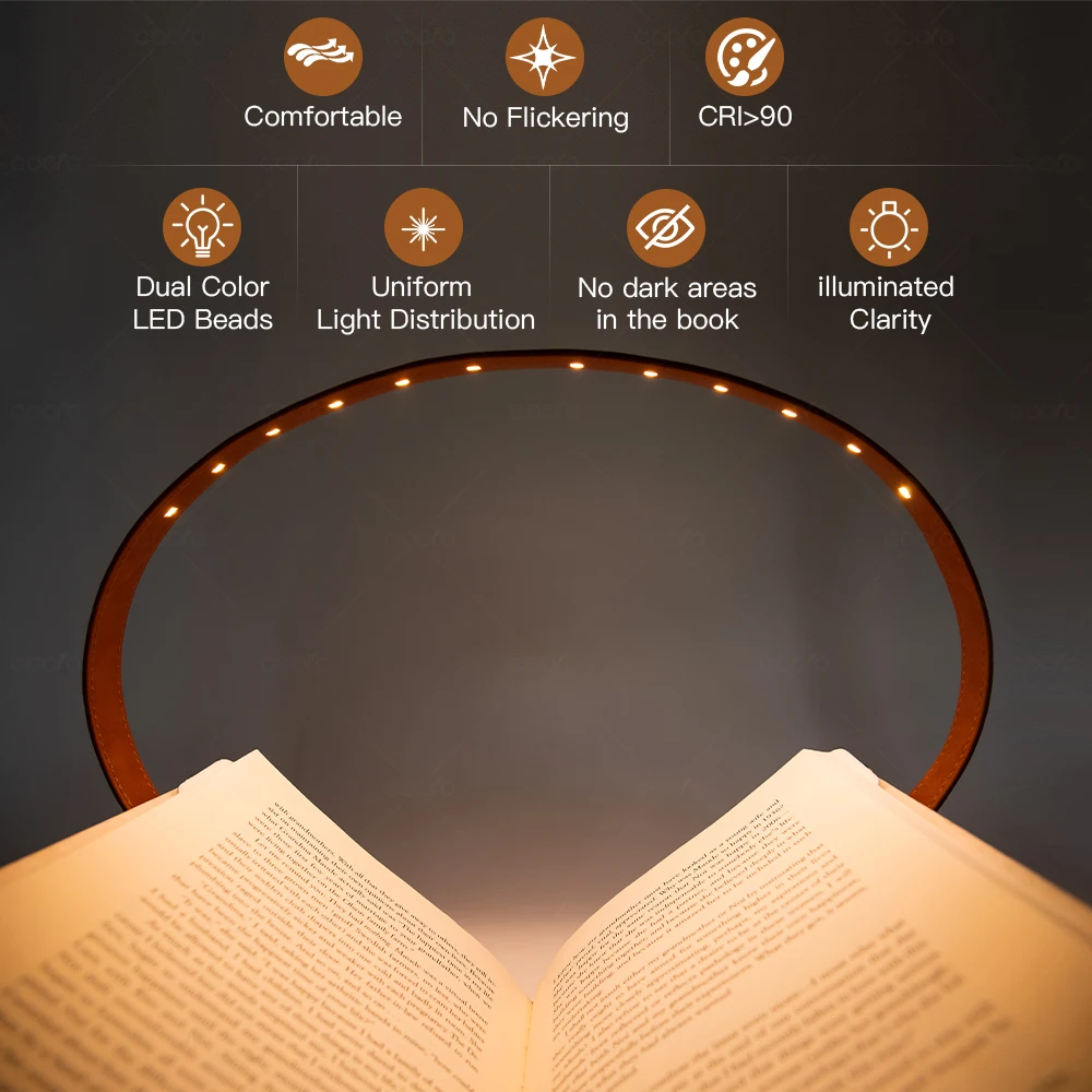 Original LED Book Light Long Lasting Rechargeable Reading Light Perfect Book Light for Reading in Bed, Camping, Book Lover Gift