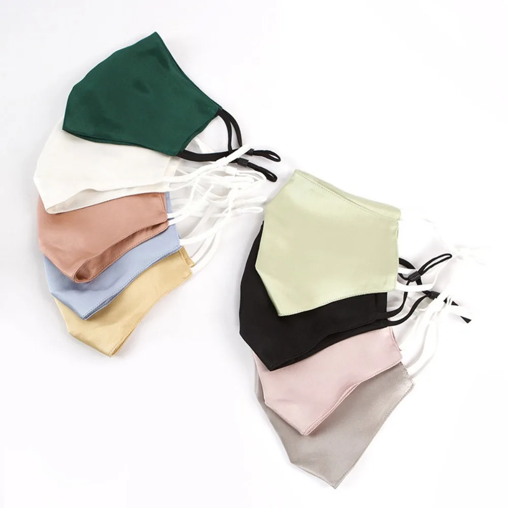 Natural Real Silk Mask Double Layer UV Protection Silk Mask Summer Breathable Face Mouth Masks Elegant Dustproof