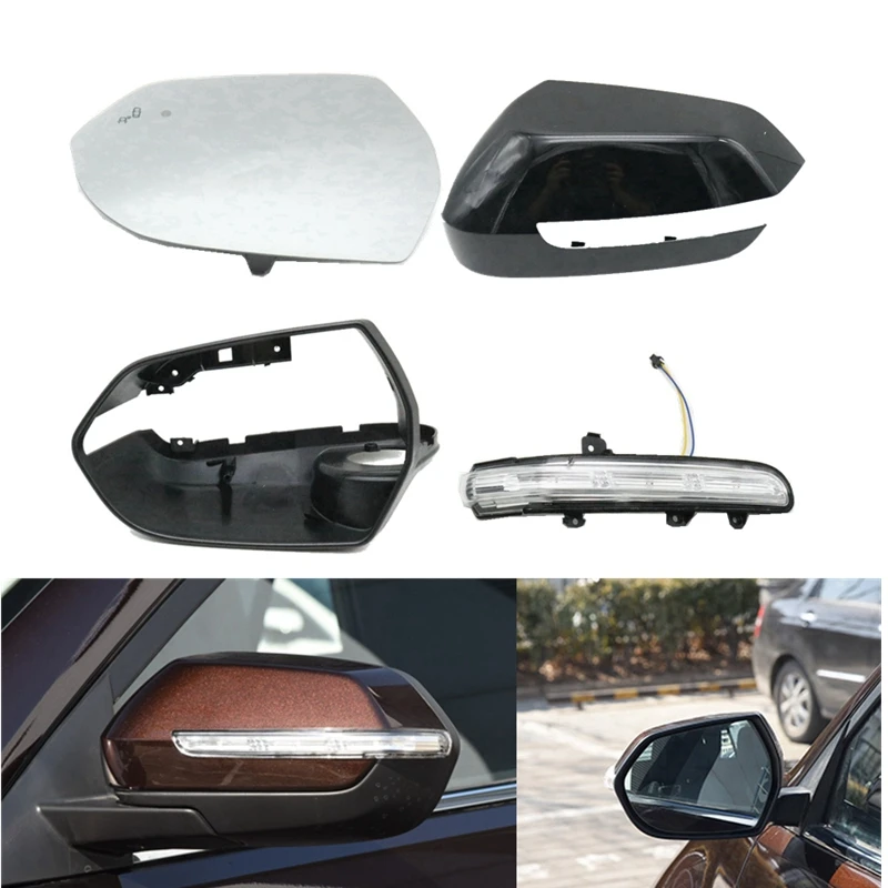 Car Exterior Side Mirror Turn Signal Light Glass Lens Frame Rearview