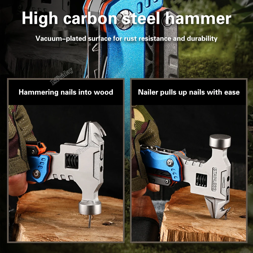 Universal Folding Pliers Hammer Outdoor Camping Multifunctional Round Head Hammer Stainless Steel Folding Nail Hammer Pliers 4