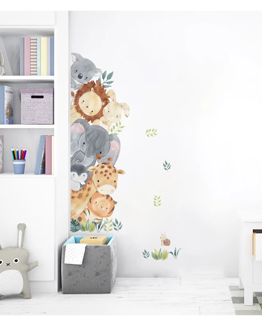 Description Picture 4 of itemCute Cartoon Peep Animals Wall Stickers for Kids Room Elephant Giraffe Tiger Waterproof Vinyl Decal  Bedroom Door Wall Sticker