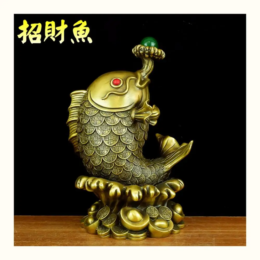 

30CM large Southeast Asia HOME Company SHOP Efficacious Talisman GOOD LUCK Recruit Money Golden Fish FENG SHUI copper statue