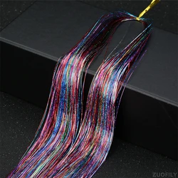 Sparkle Shiny Rainbow Hair Tinsel Strands for Braiding with Glitter Decor (Colorful)