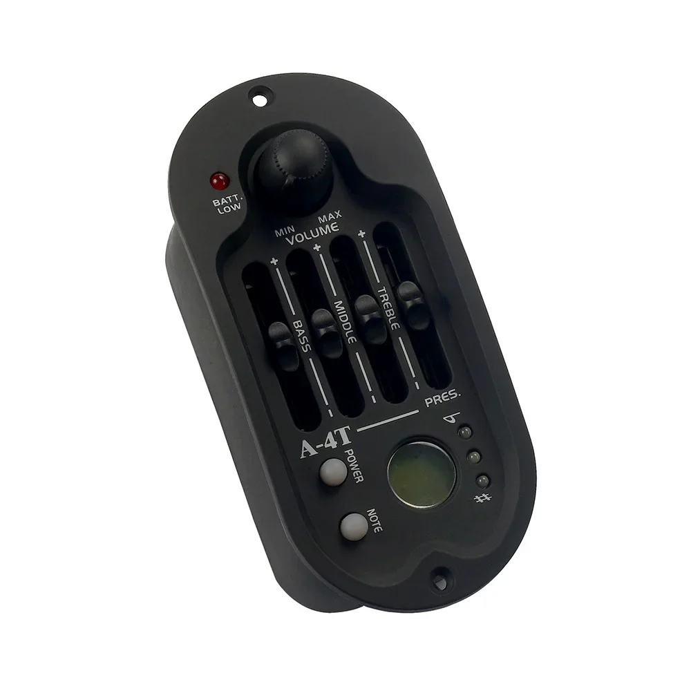 Akustikgitarren-Vorverstärker mit rundem digitalem Procedding-Tuner, Equalizer, Gitarren-Tonabnehmer, Gummiöl, Schwarz, SE-4N, 4-Band-EQ – Detail 6