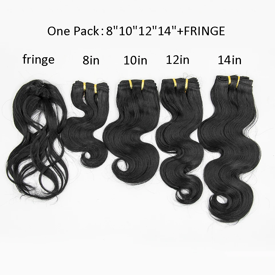 Body Wave Bundles Synthetic Wigs Hair Extension Natural Black Two Tone Colour Heat Resistant Bundles with Free Fringe Hair Weft
