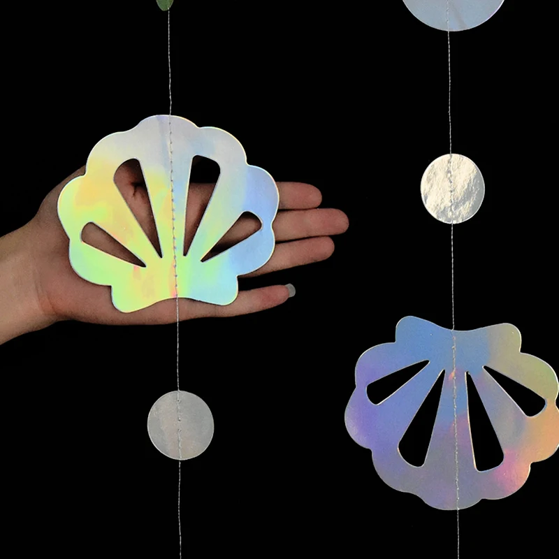 Birthday Banner Iridescent Mermaid Girl Mermaid Party Starfish Jellyfish Hanging Garland for Under The Sea Birthday Baby Shower DIY Decor