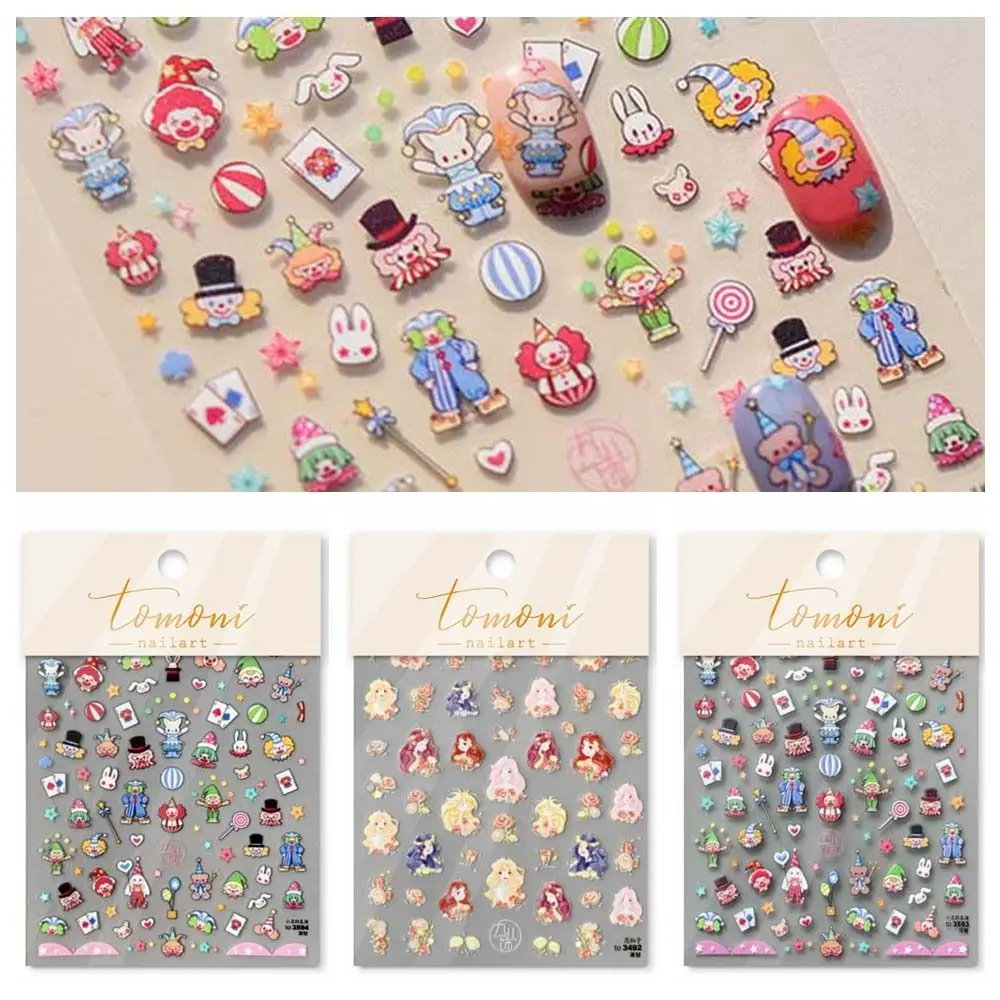 Star Bunny Pattern Joker Nail Stickers Cartoon Nail Charms Play Card Circo Clown Joker Nail Decalcomanie Forniture Per Nail Art