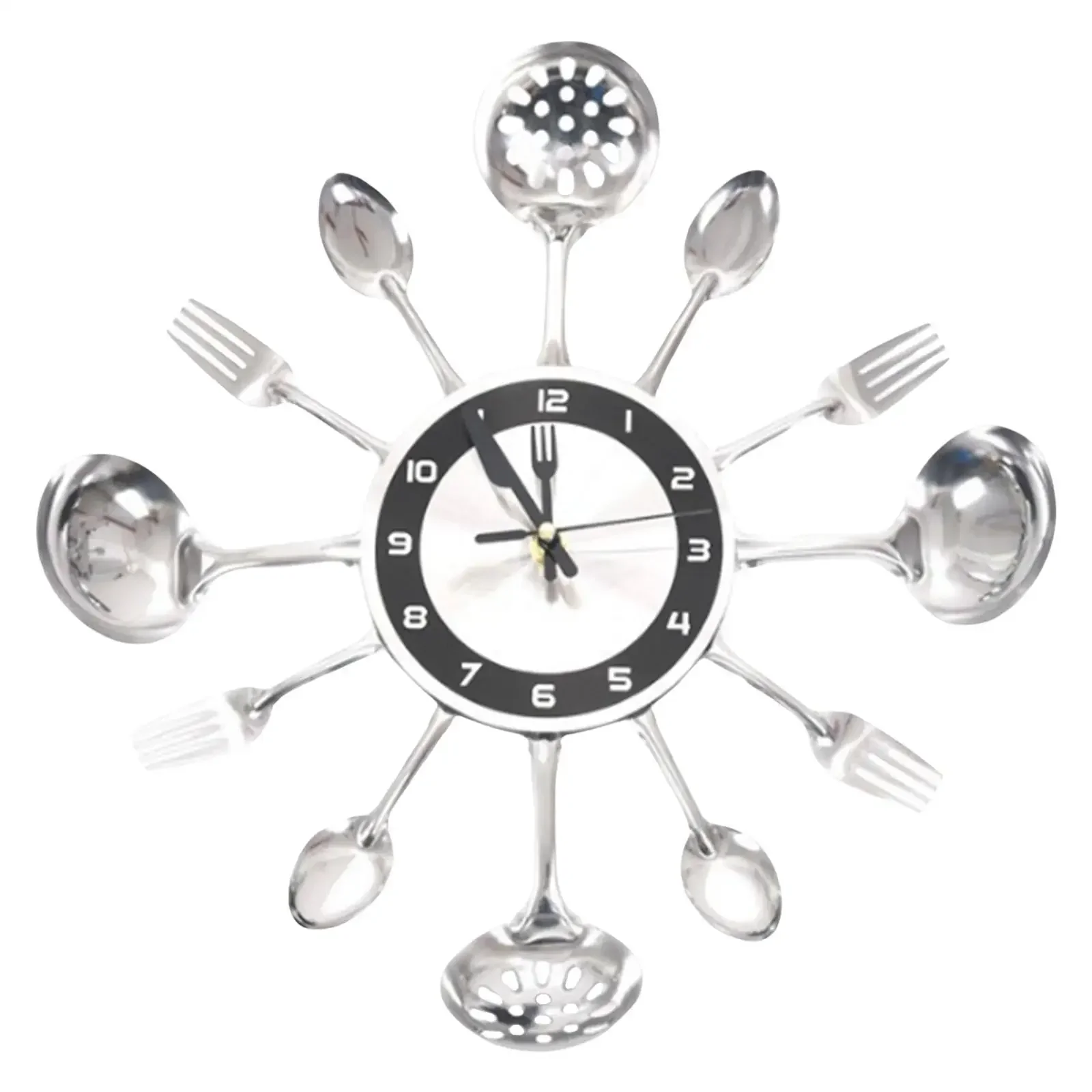Kitchen Wall Clock Cutlery Kitchen Utensil with Spoons and Forks Wall Watch Silent Decorative Wall Clock for Kitchen Decor