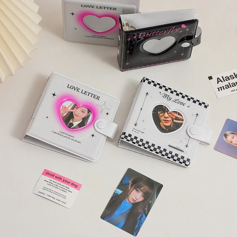 Love Heart Hollow Photo Album 3 Inch Photo Card Holder Mini Kpop Card Binder Name Book Idol Photocard Holder 포켓 앨범