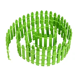 Miniature Wooden Fence - Fairy Garden and Dollhouse Decoration (Green)