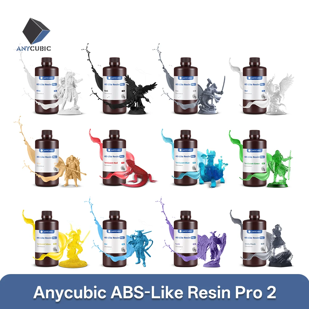 3D Printing Resin Anycubic ABS-Like+ Resin Pro 2 Rapid UV Curing 405nm Standard Photopolymer Resin ABS 3D High Precision for LCD