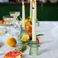 3Pcs Double Sided Vintage Ribbed Taper Glass Candle Holders for Table Centerpieces, Wedding Decorations Dinner Parties 6