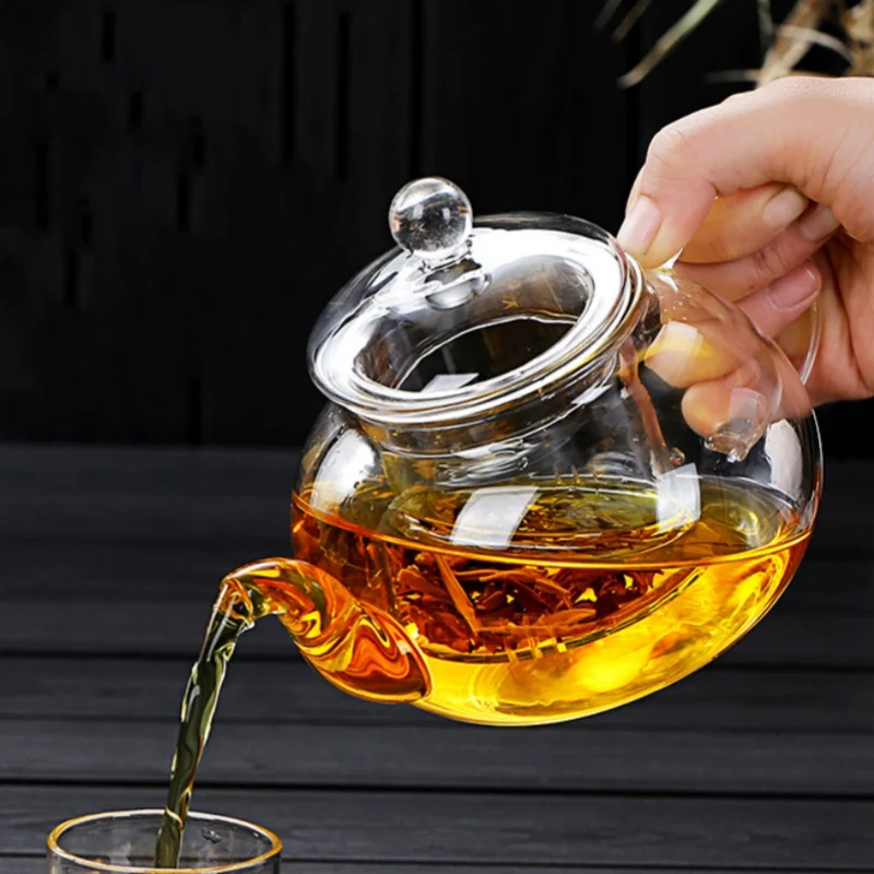 Glass Teapot Glass Tea Pot Glass Teapot Tea Strainer Heat Resistant Glass Kettle Large Capacity Water Container Chinese Traditional Kung Fu Teaware