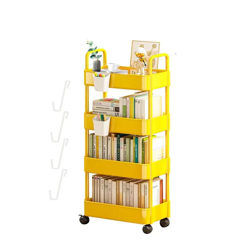 

Вращающаяся тележка для хранения 3/4 уровней, передвижная многофункциональная стойка для хранения, Большая вместительная вращающаяся полка с колесами и крючками, Домашний Органайзер