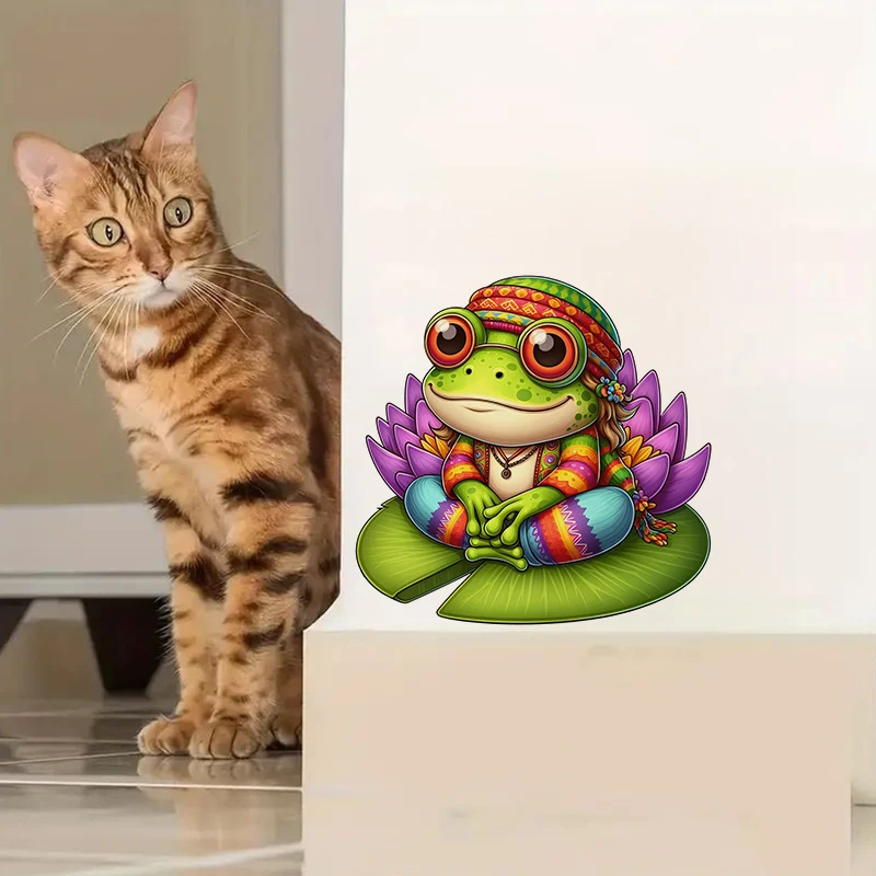 Funny Hippie Frog Sticker Water-proof Home Wall Decal For Wall Bathroom Cabinet Door Toilet Car Laptop