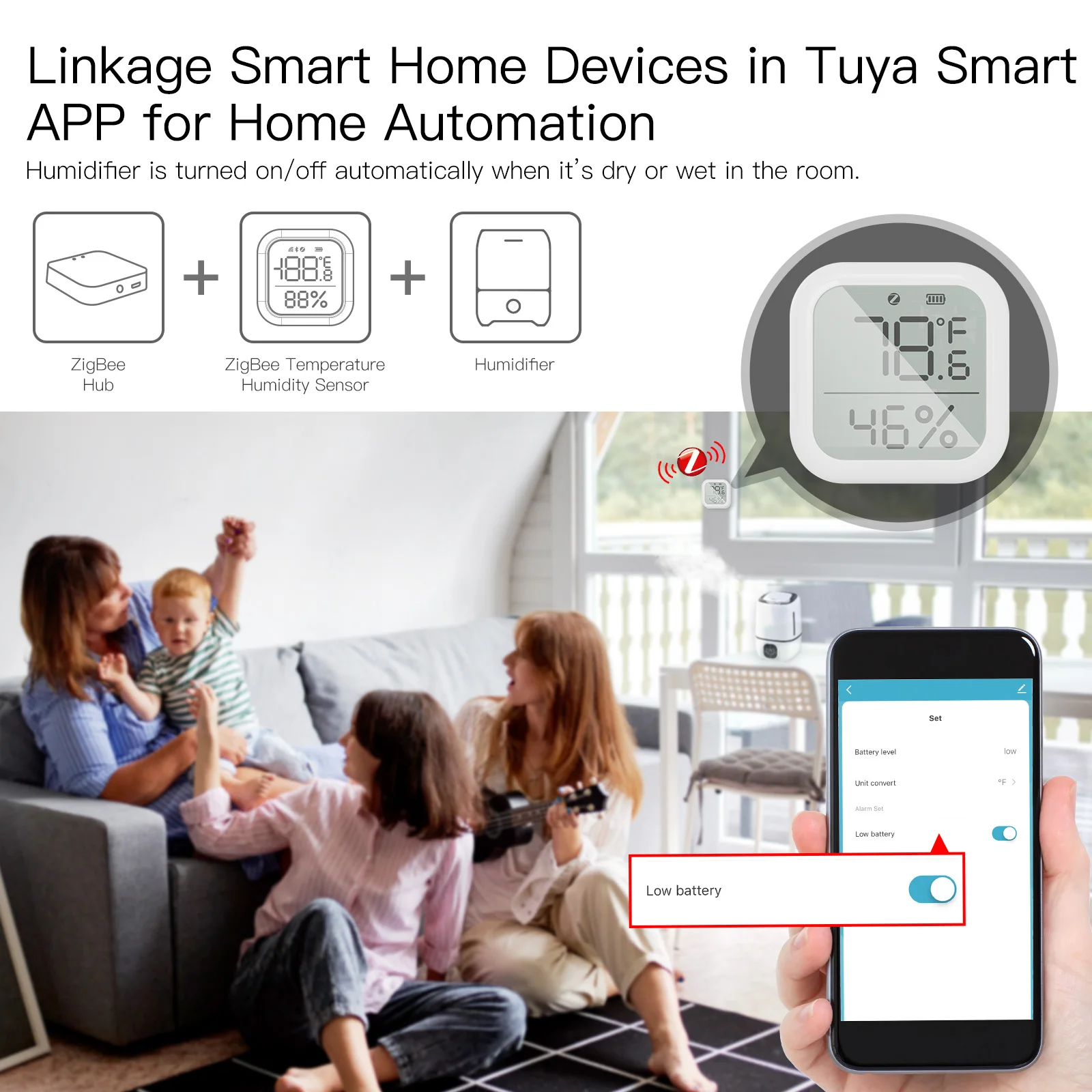 MOES-sensor inteligente de temperatura e umidade, higrômetro