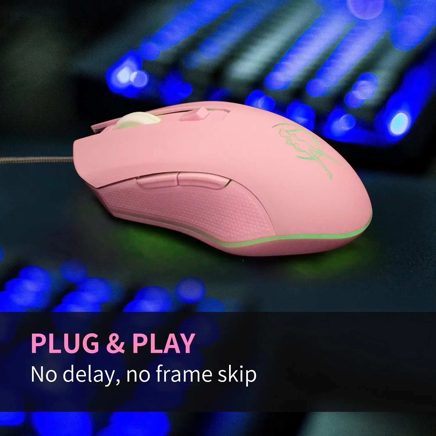 Pink Computer Mouse Colorful Backlit Gaming Mouse Optical Wired Fashion Sailor Moon Girl Women Silent 2400DPI