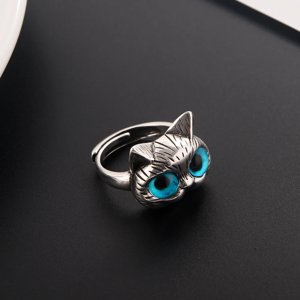 Cat Ring Silver Alloy Adjustable for Women Jewelry Gift