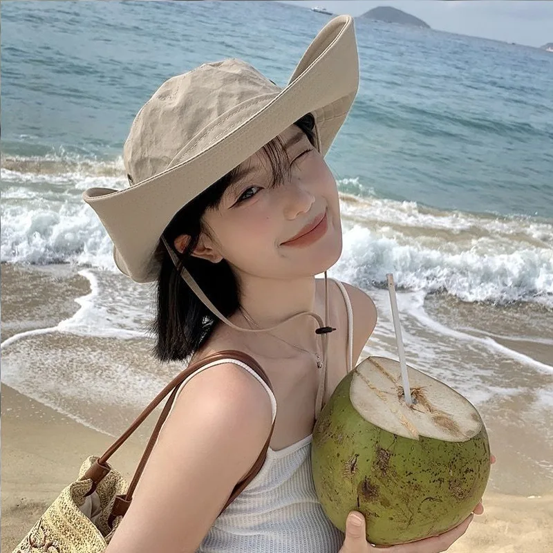 남녀공용 야외 낚시 하이킹 버킷 햇, 넓은 챙, Fordable 어부 햇빛 차단 모자, 캠핑 바이저, 파나마 모자, 여름