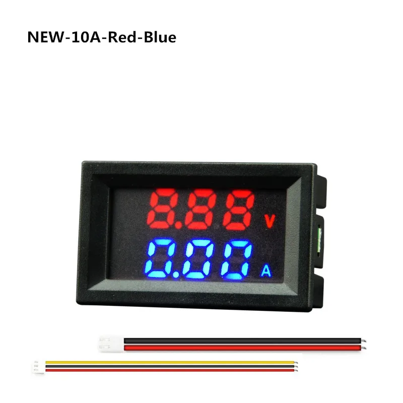 고품질 DC 100V 10A 전압계 전류계 파란색 + 빨간색 LED 앰프 듀얼 디지털 전압계 게이지